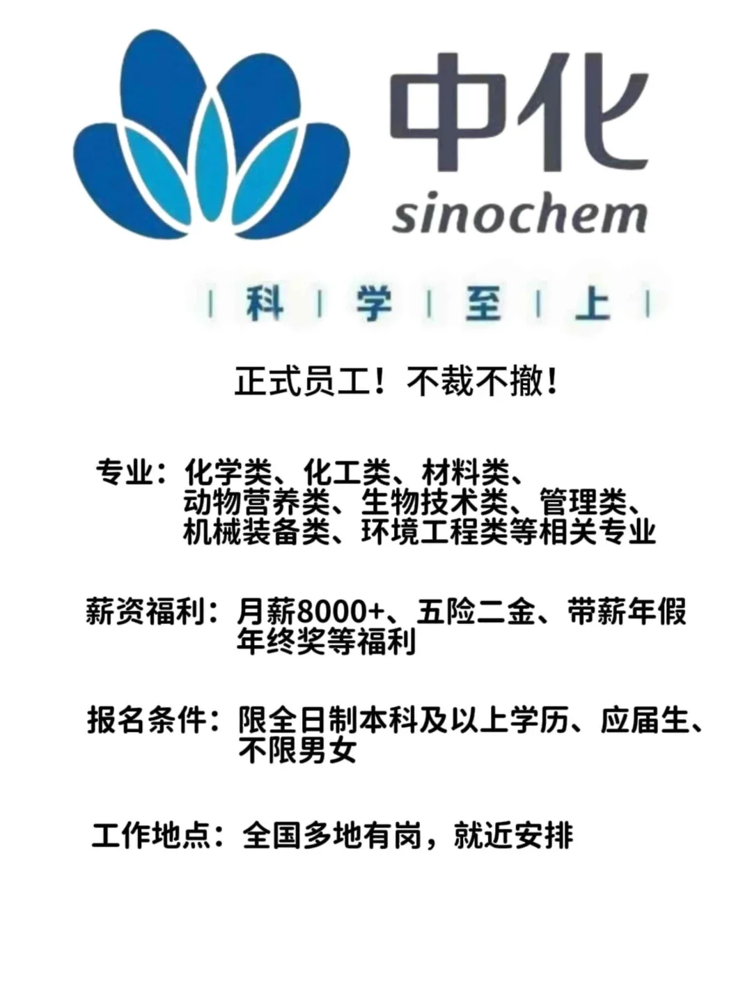中化集团招人啦！应届生可投！