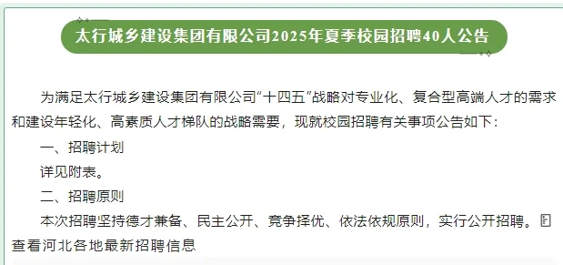 河北交投集团全资子公司2025年招聘40人公告