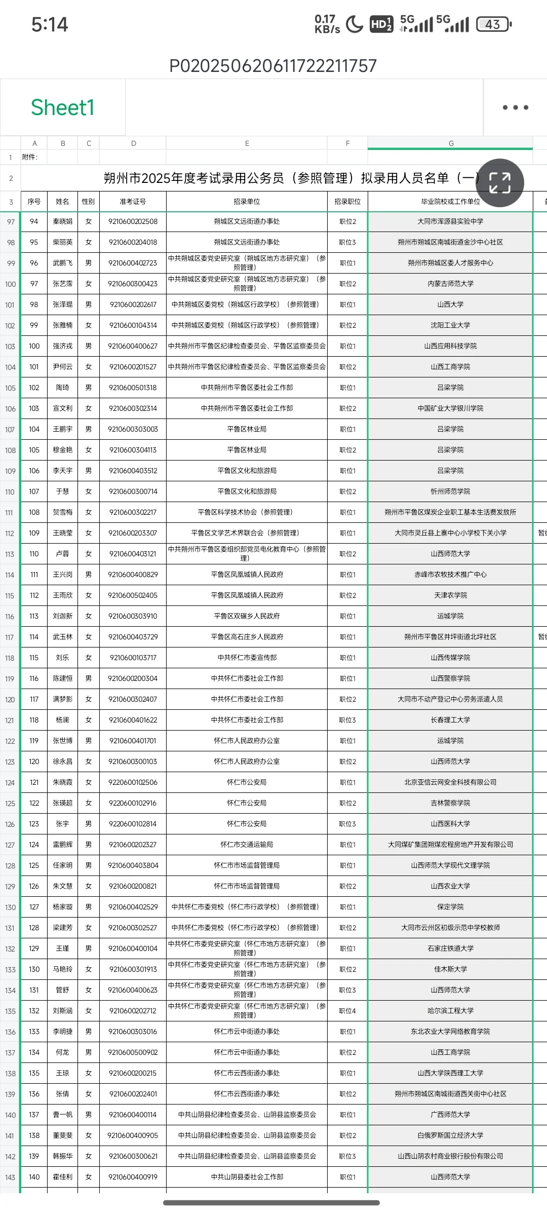 朔州公务员拟录用公示