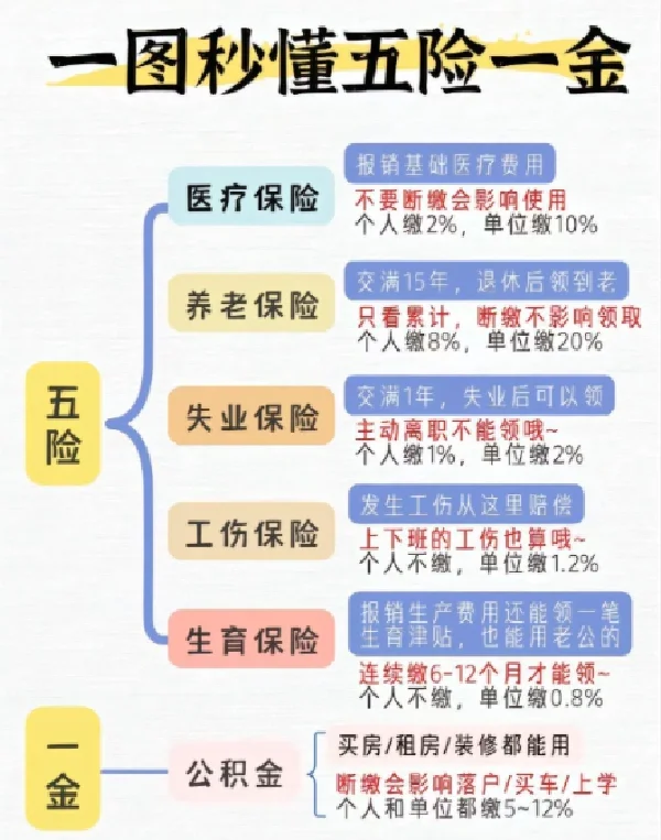 五险一金到底是什么？一图看懂！