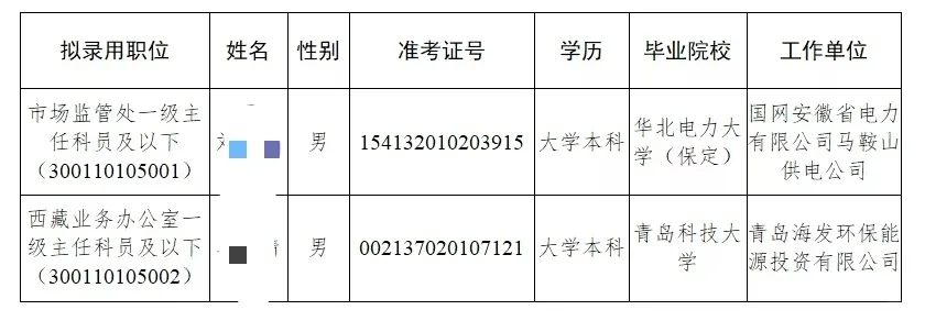 25届国家能源局录取公示