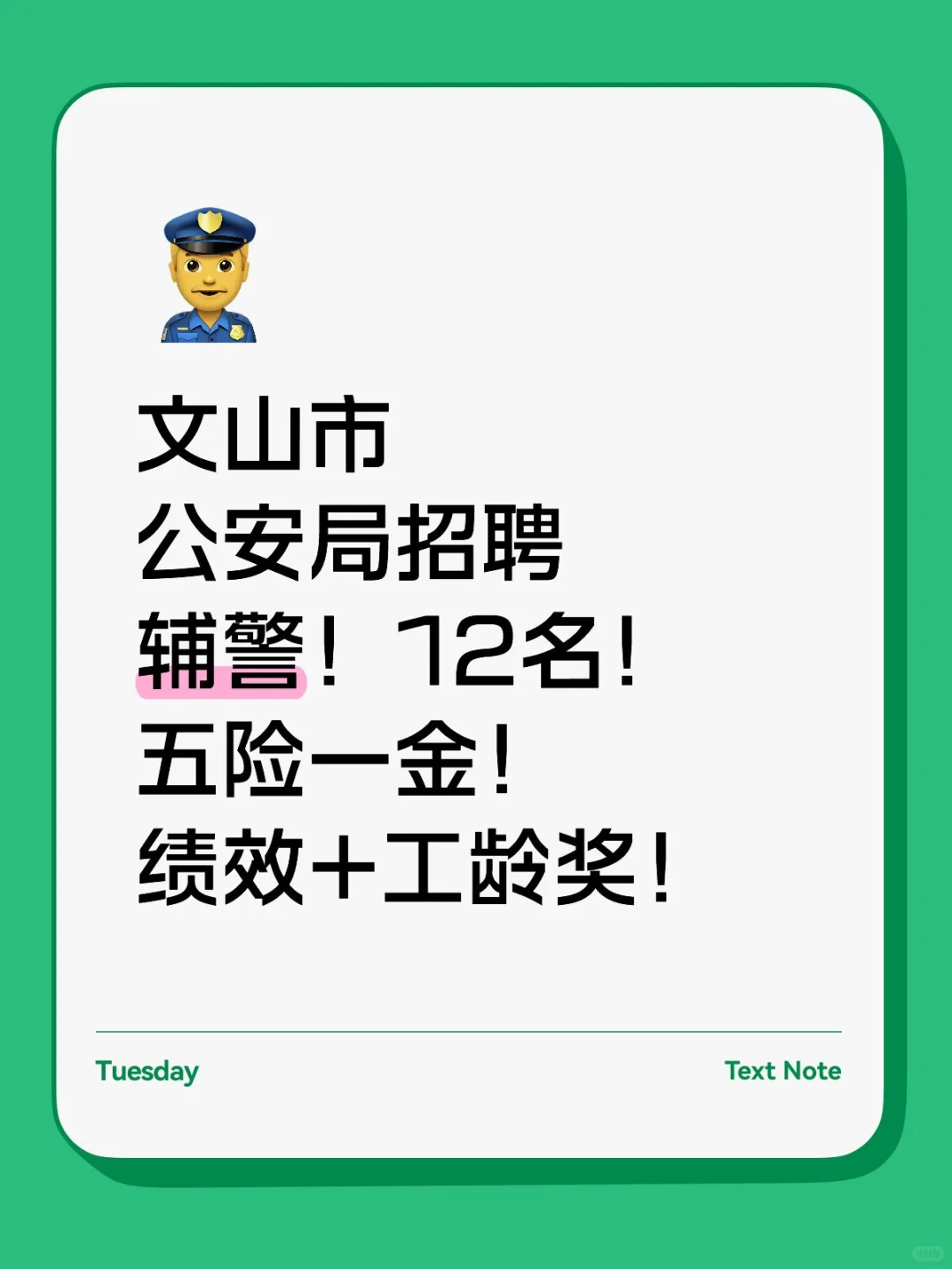 文山公安局?♂️辅警招聘!五险一金!