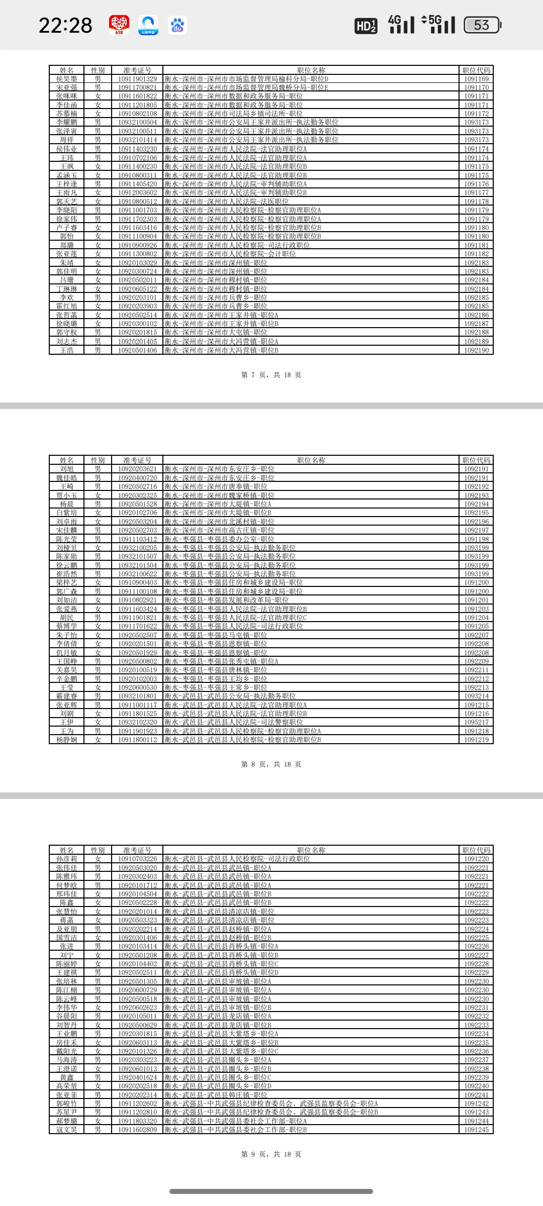 2025衡水市公务员公示名单