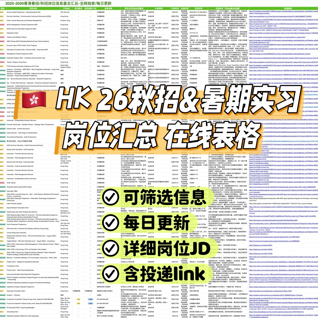 6.19??HK还有很多暑期实习可投‼️