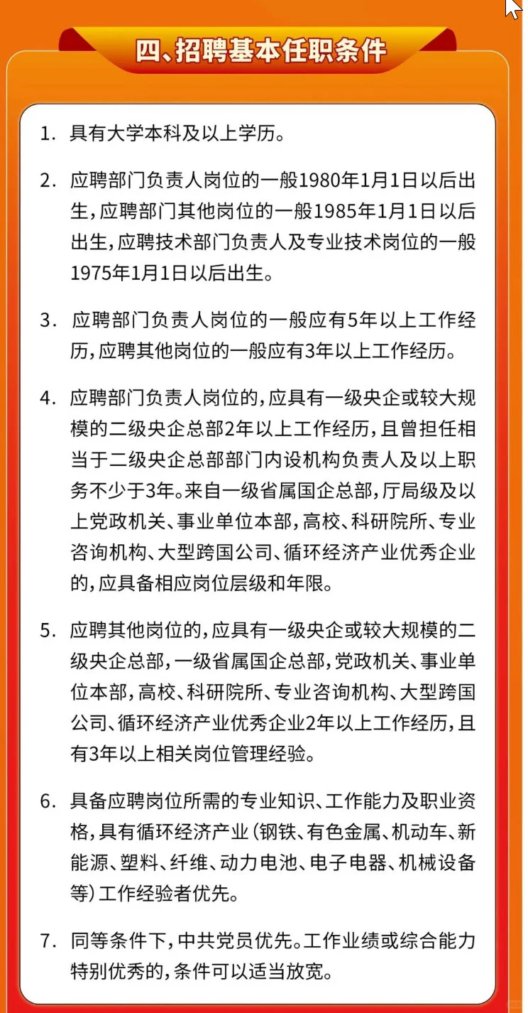 中国资源循环集团有限公司子公司招聘公告