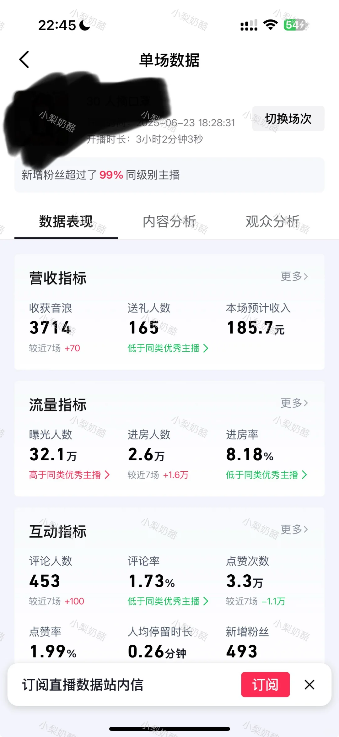 左滑看 07 年直播收入