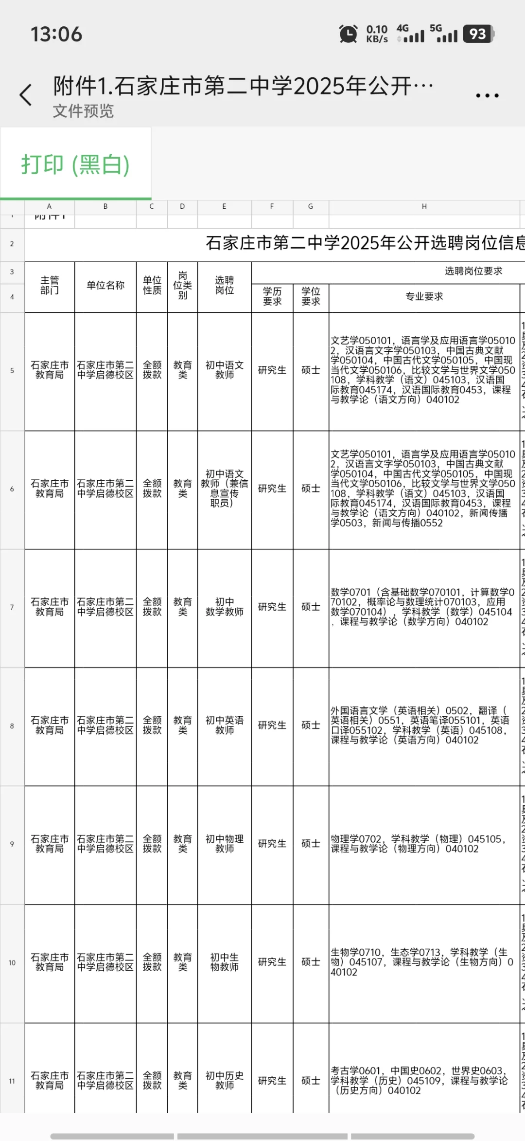 石家庄二中选聘之市教育局全额拨款编制