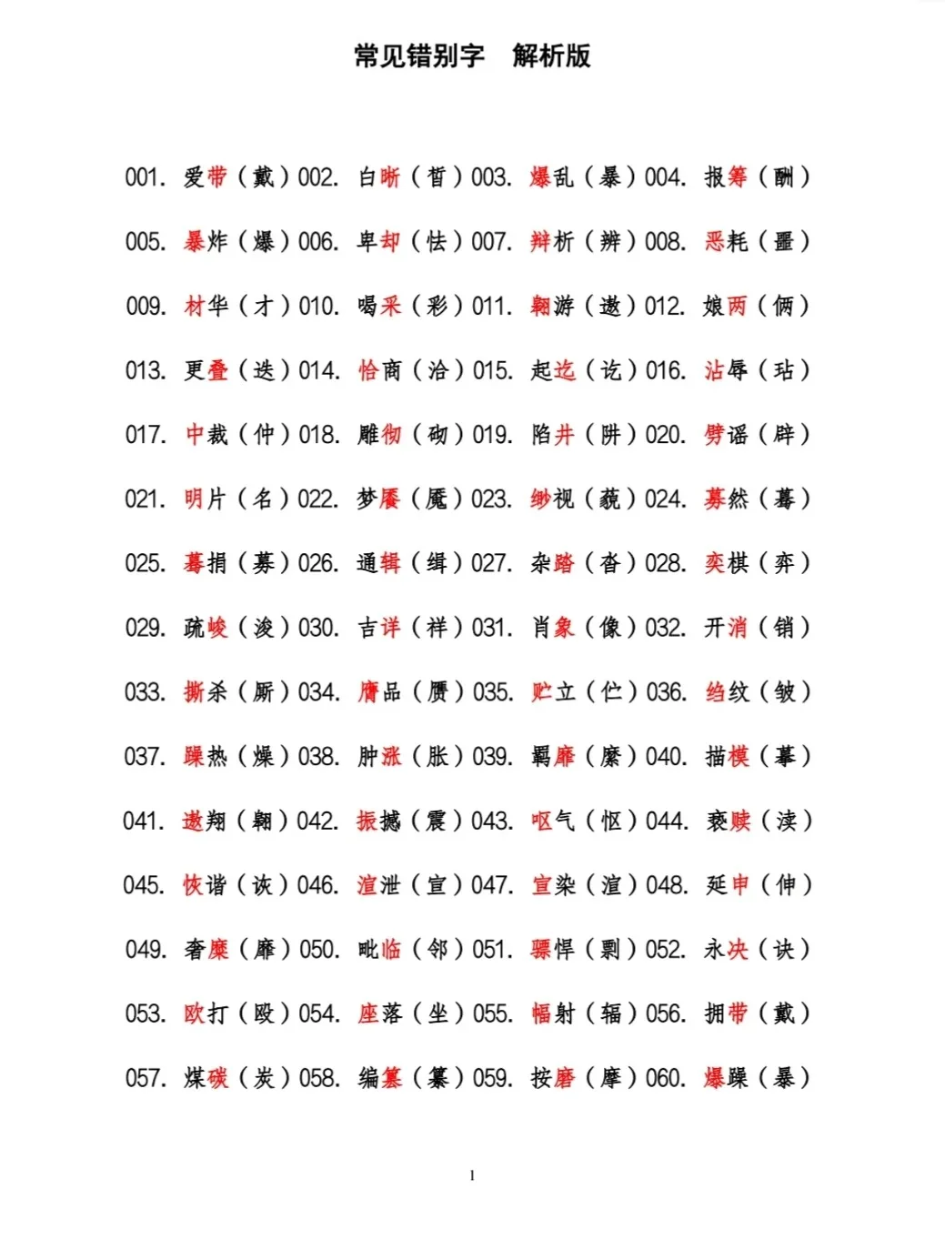 事业单位错题字就这6页！