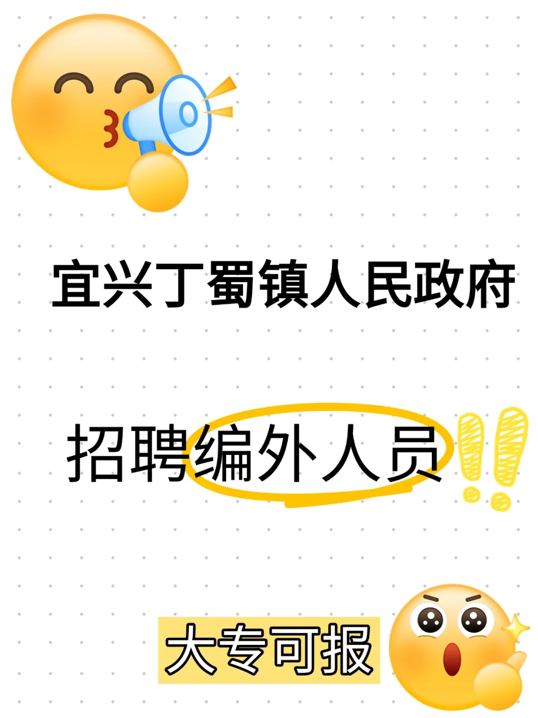 宜兴人民政府招聘编外人员！！专科起报