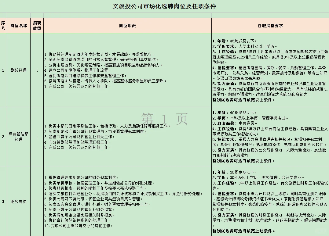 中山市文旅产业投资有限公司招聘9人
