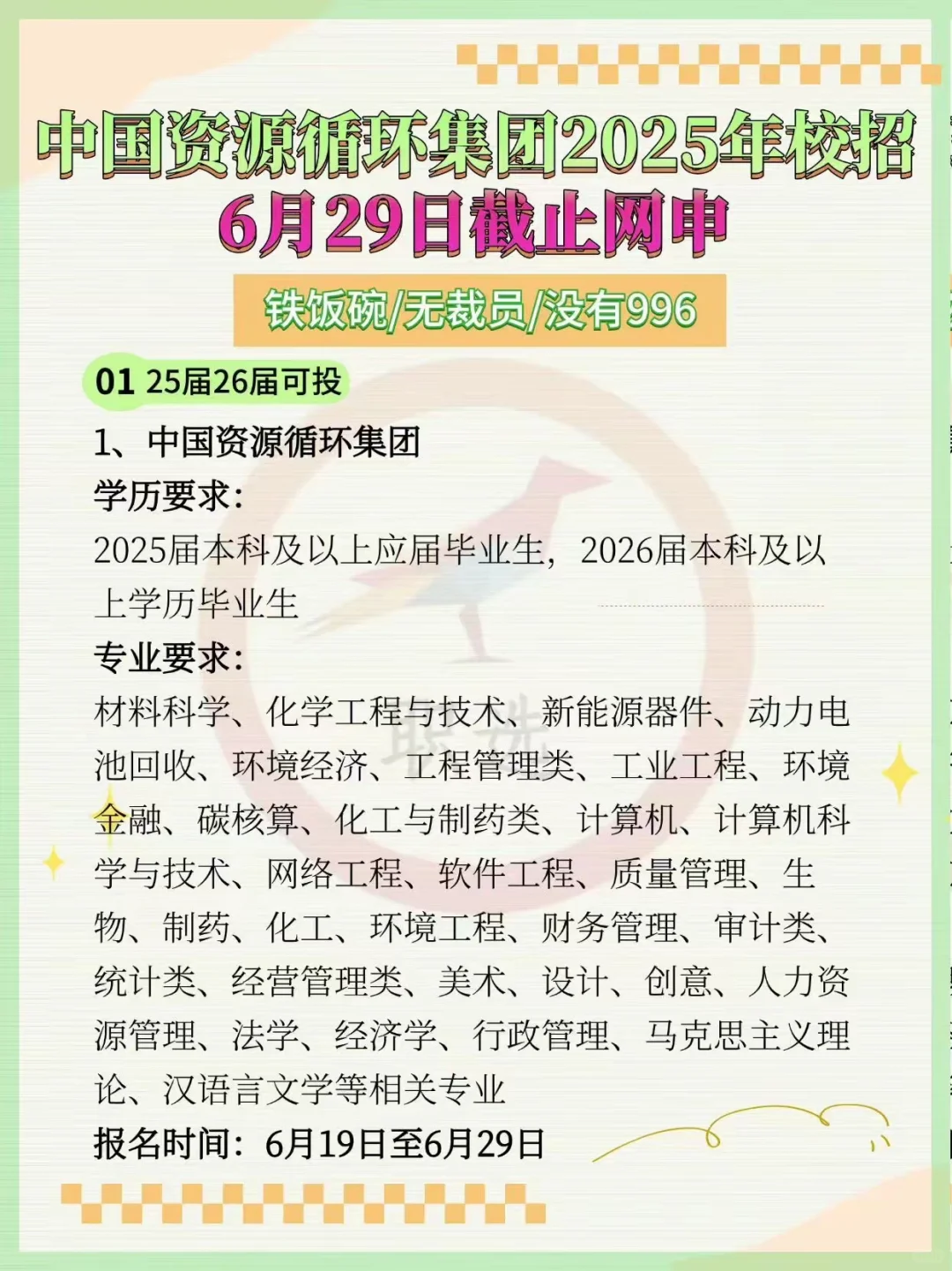 中国资源循环集团2025年校招