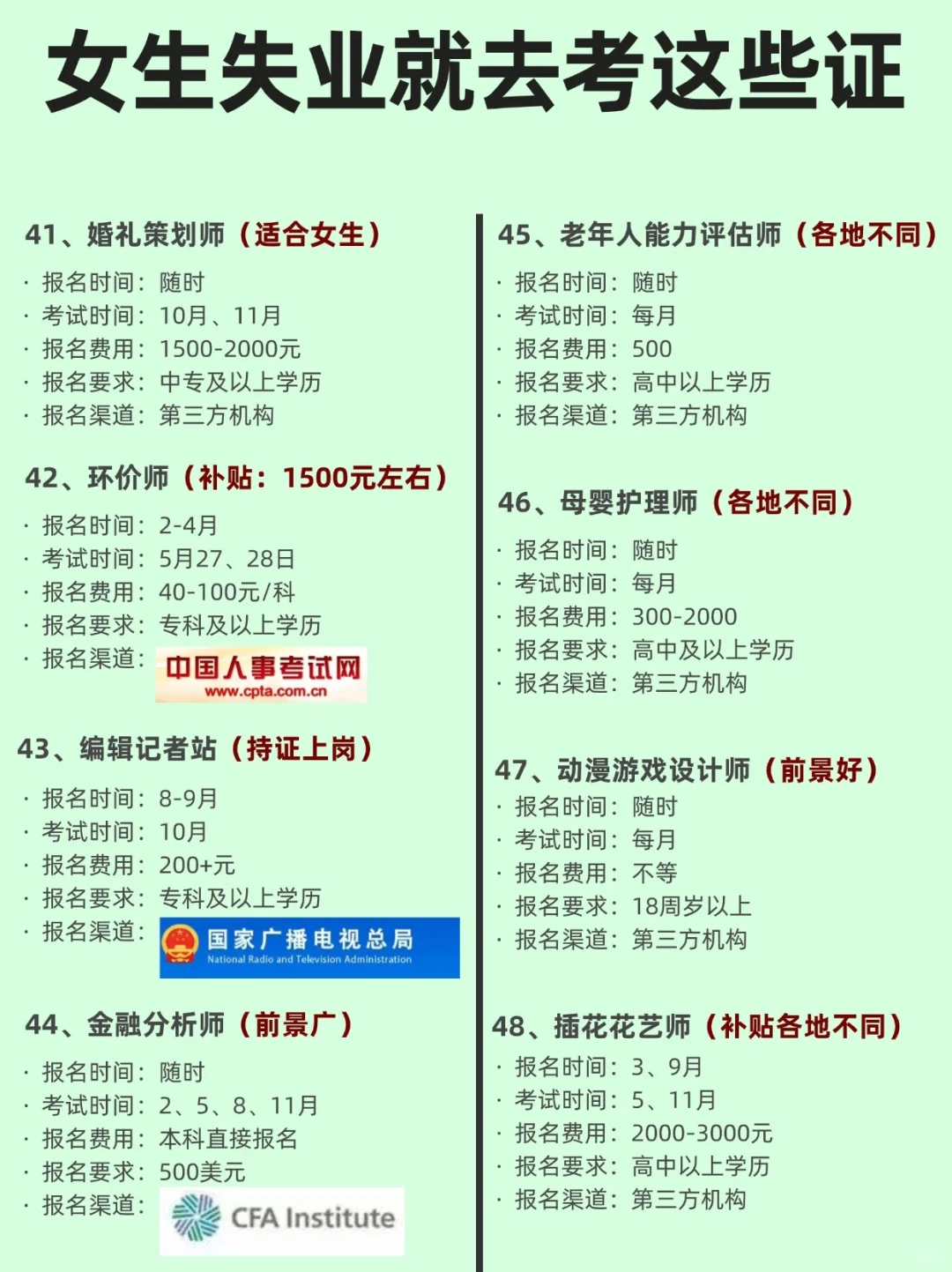失业女生别摆烂，闲着就考这48本证书