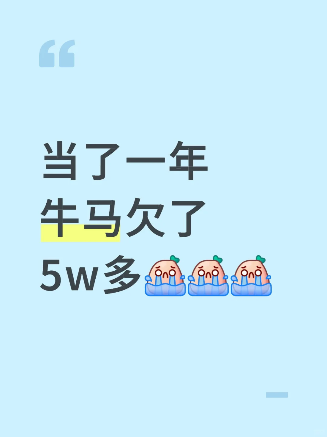 当了一年牛马欠了5w多