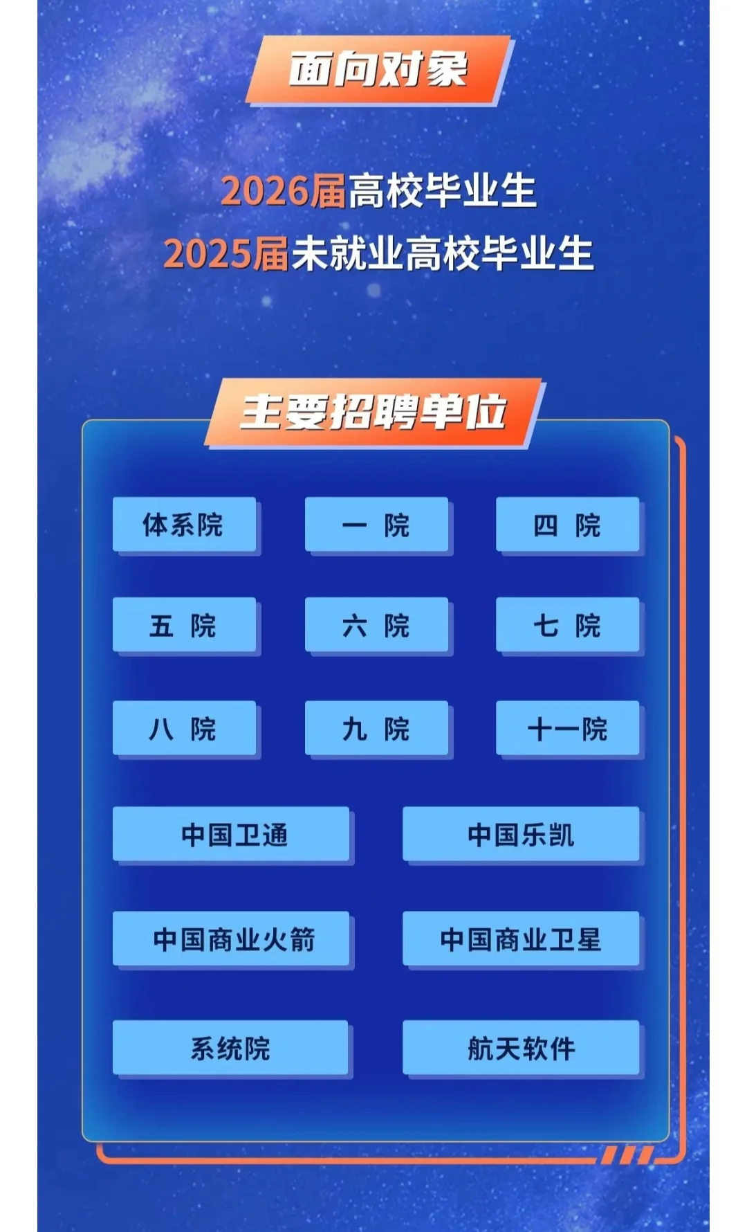 校招｜航天科技集团2026校招提前批正式启动