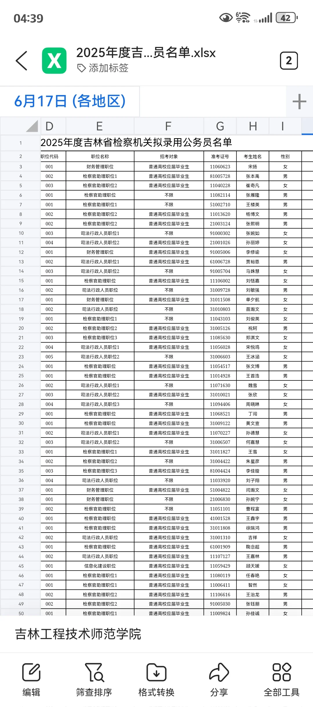 检察院公示名单