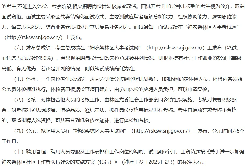 2025年神农架林区社区专职工作者公开招聘