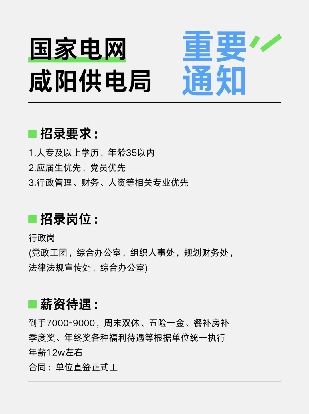 咸阳供电局 行政岗