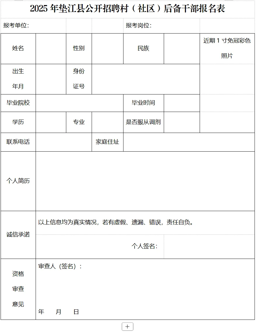 垫江村社区后备干部招聘13人