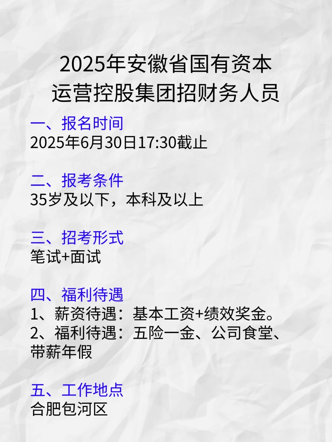 2025年安徽运营控股集团招聘财务人员公告