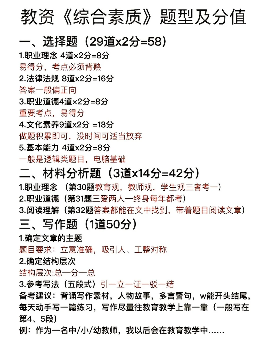 5天背完教资科目一和科目二必考知识点！