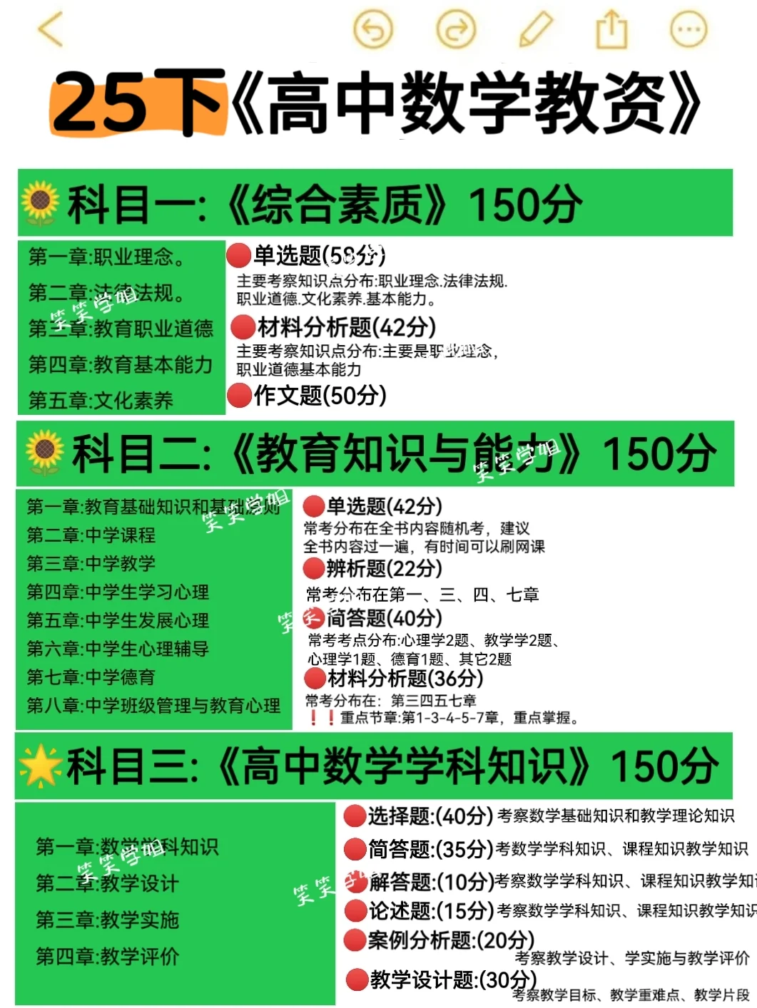 高中数学教资笔试》三科重点.考点知识汇总