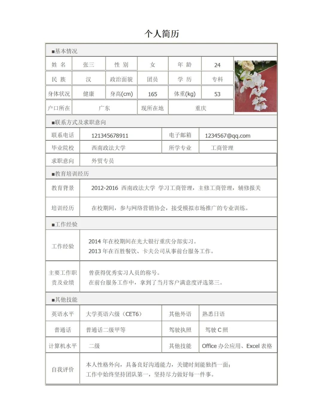 ? 通用表格简历模板,超实用Word电子版
