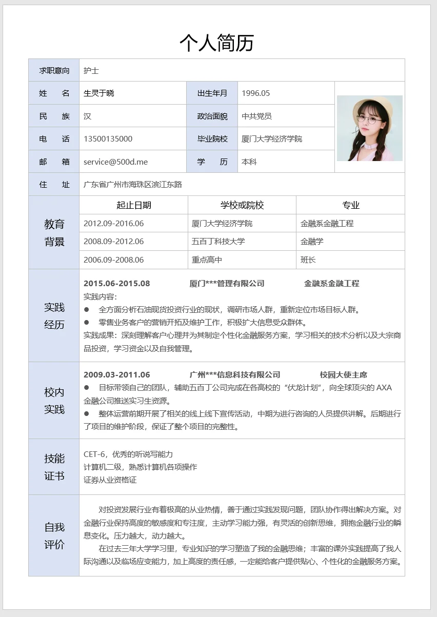 简历篇～简历空白模板分享！