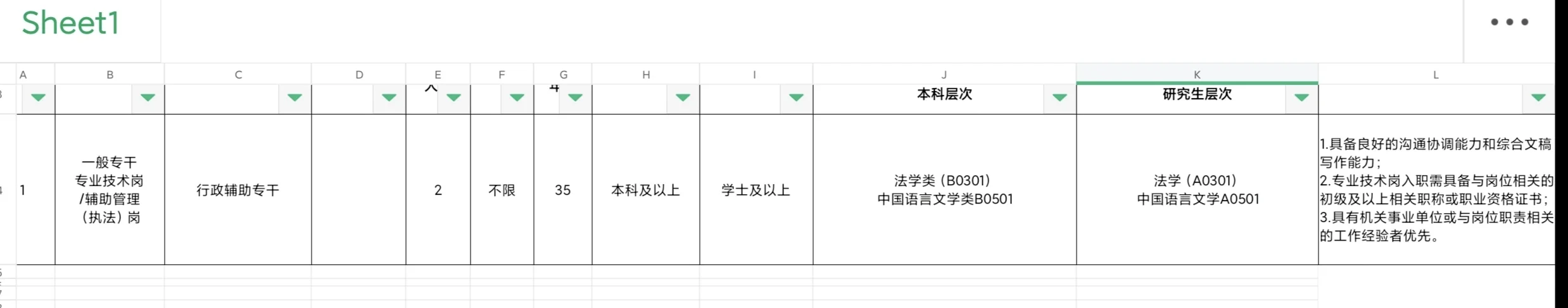 深圳城市更新和土地整备局招聘行政辅助岗位