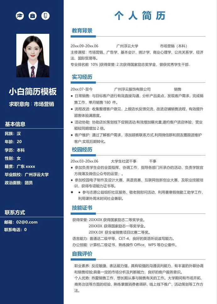 招聘会看到人拿这简历模板面试，最后留下了