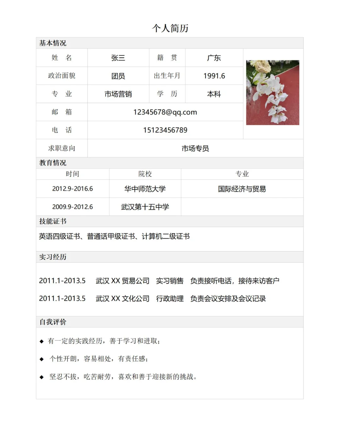 ? 通用表格简历模板,超实用Word电子版