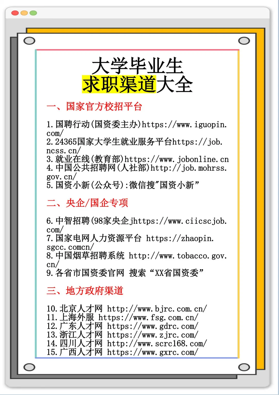 大学生求职渠道大全