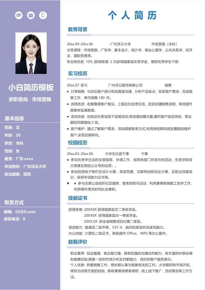 招聘会看到人拿这简历模板面试，最后留下了