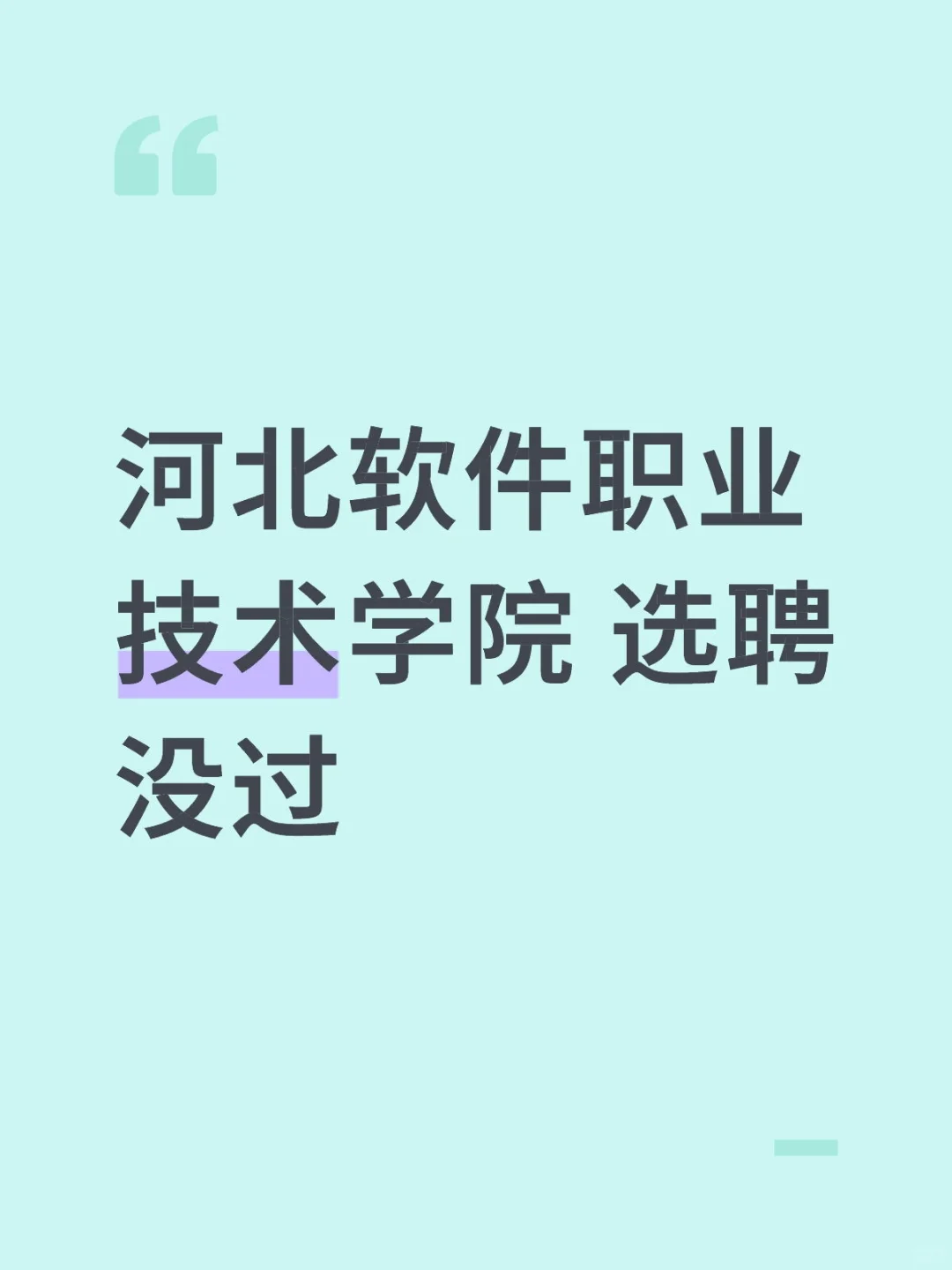 河北软件职业技术学院 选聘没过