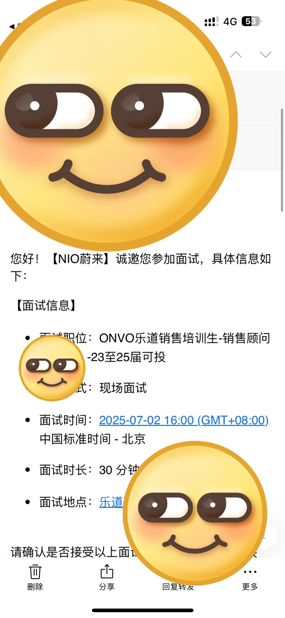 脑子一热直接把简历发给了蔚来乐道沈总