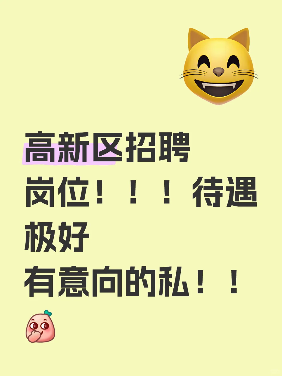 高新区招聘岗位!!!待遇极好 有意向的私!![