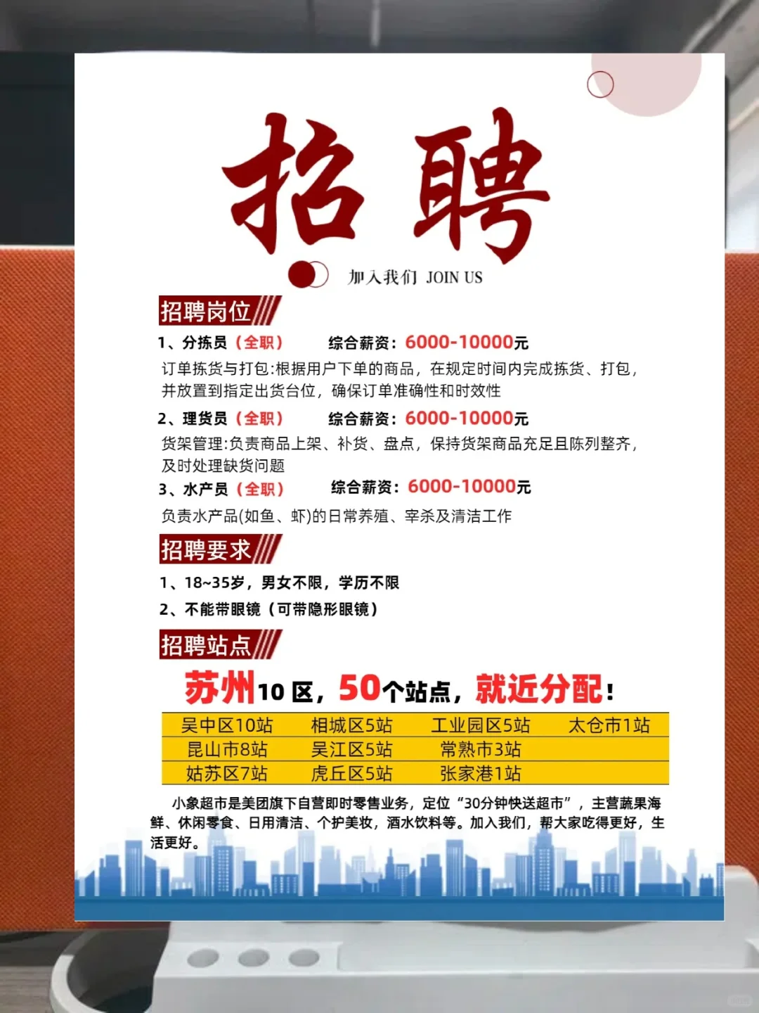 苏州附近1.2km招人拉！月入7000+