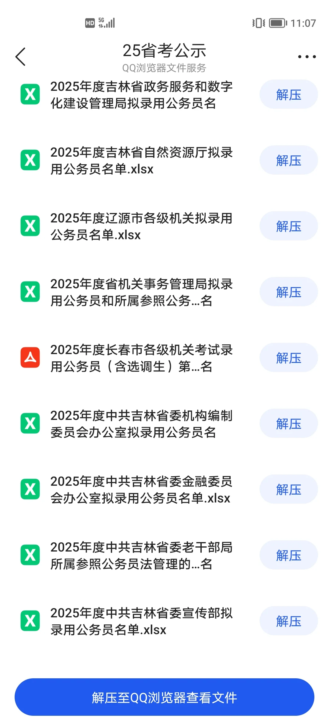 25吉林省考公示汇总