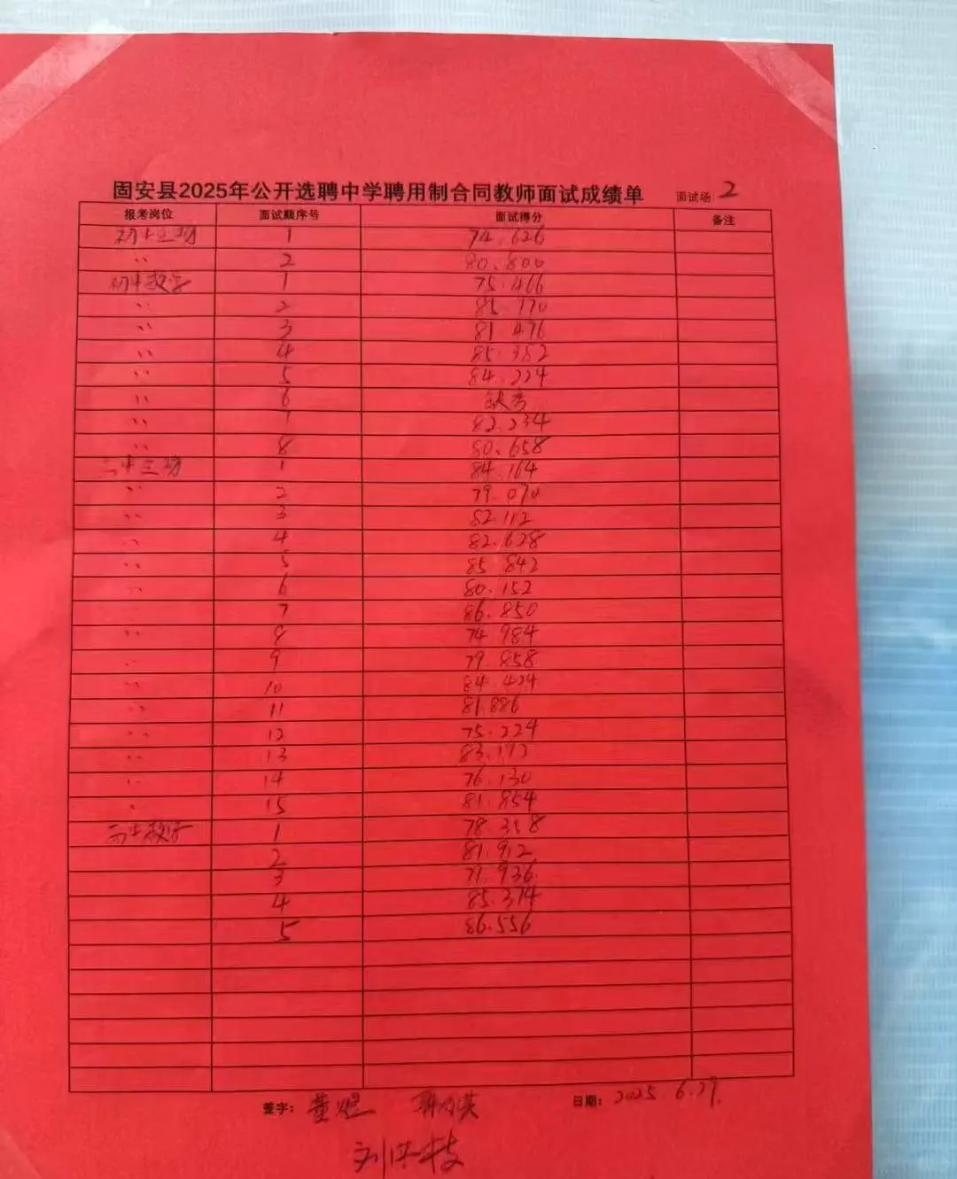固安选聘教师招聘，成绩已出
