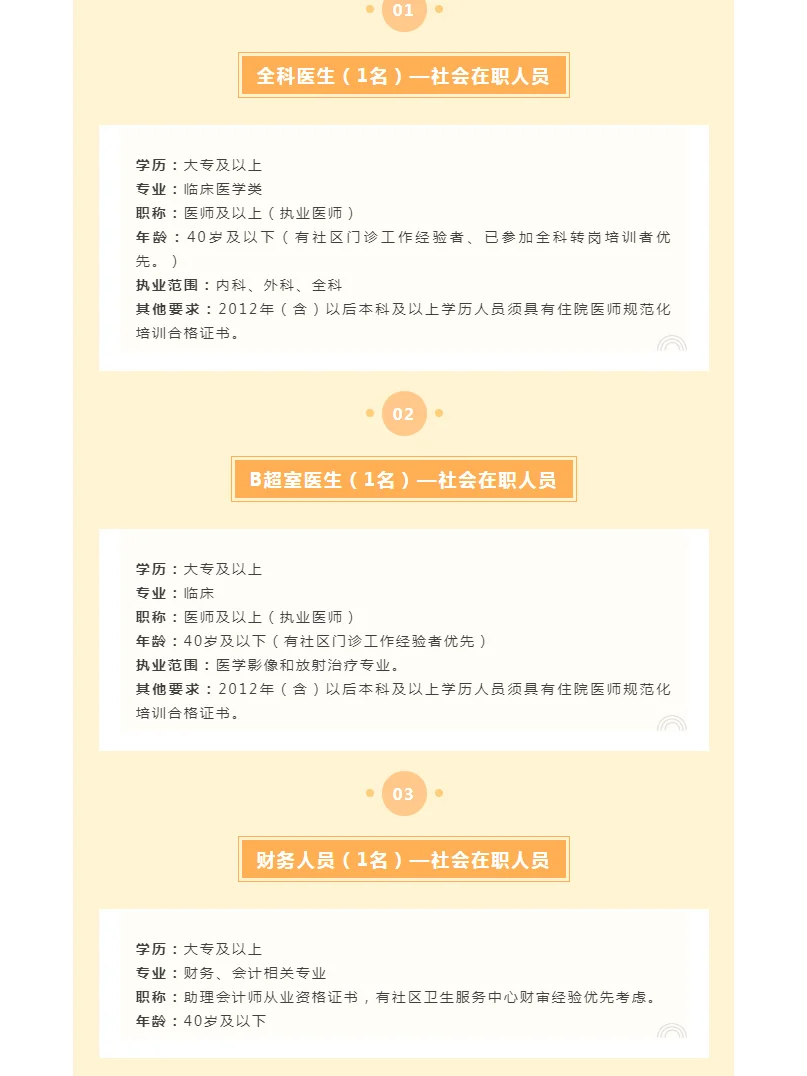 社区医院急聘 40周岁以下,大专可报