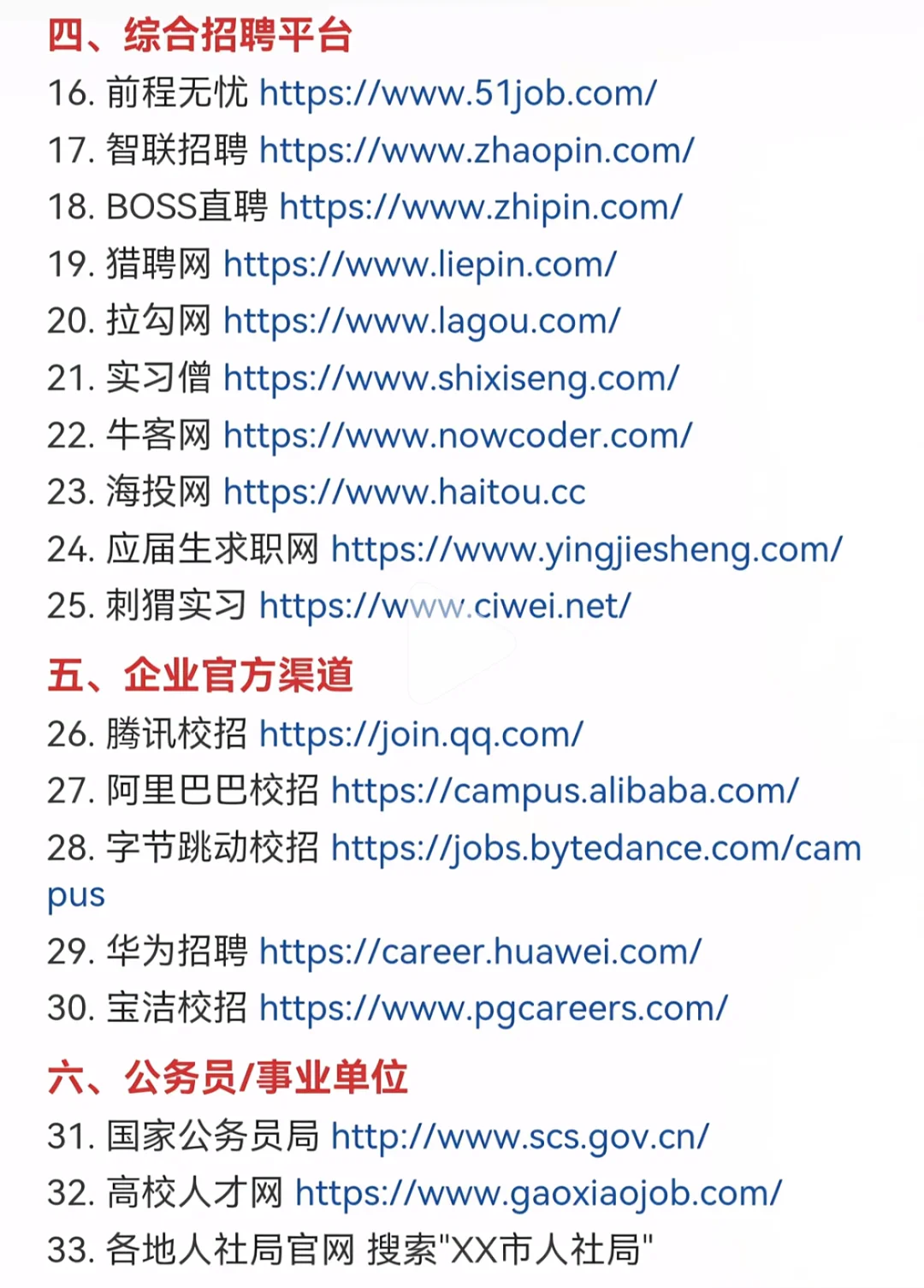 找工作的所有渠道都在这里了?