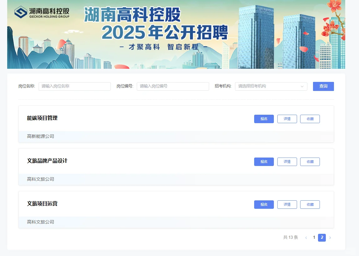 湖南高科投资控股集团2025年公开招聘公告