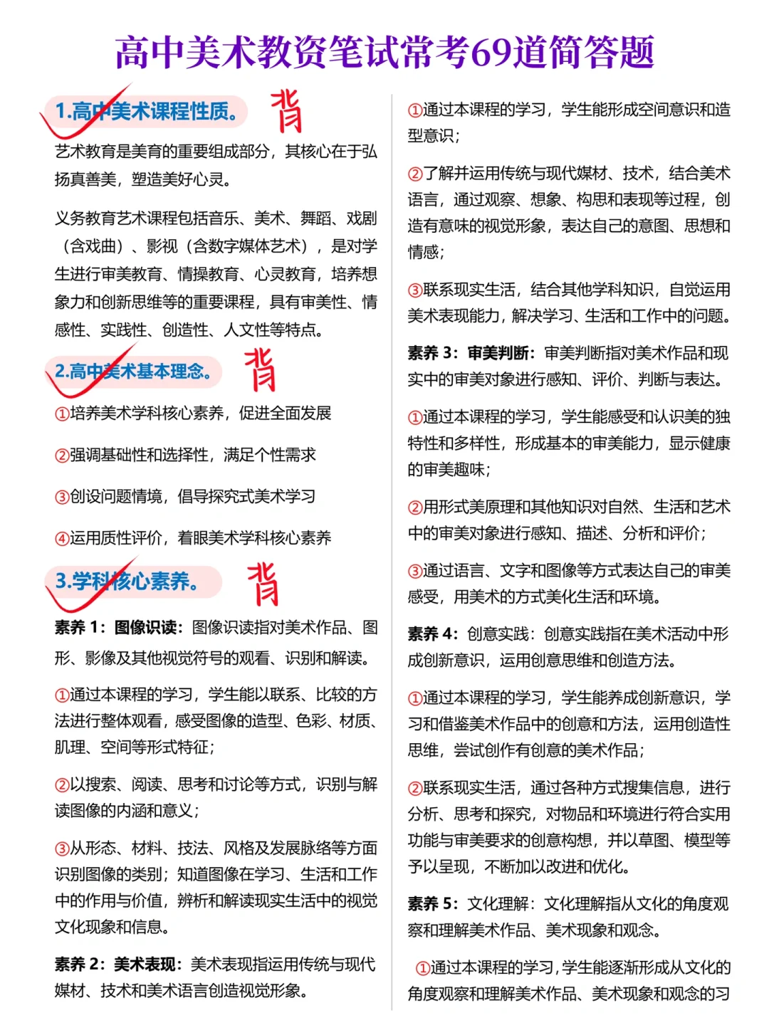 其实吧，教资笔试美术科三简答题无菲这69套