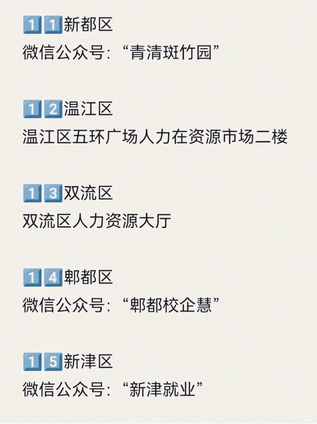 成都15个区找工作新路子,你在哪个区?