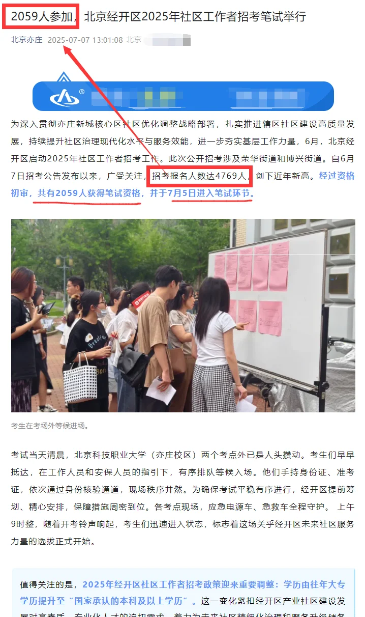 2025年北京经开区社区招聘2059人参加❗