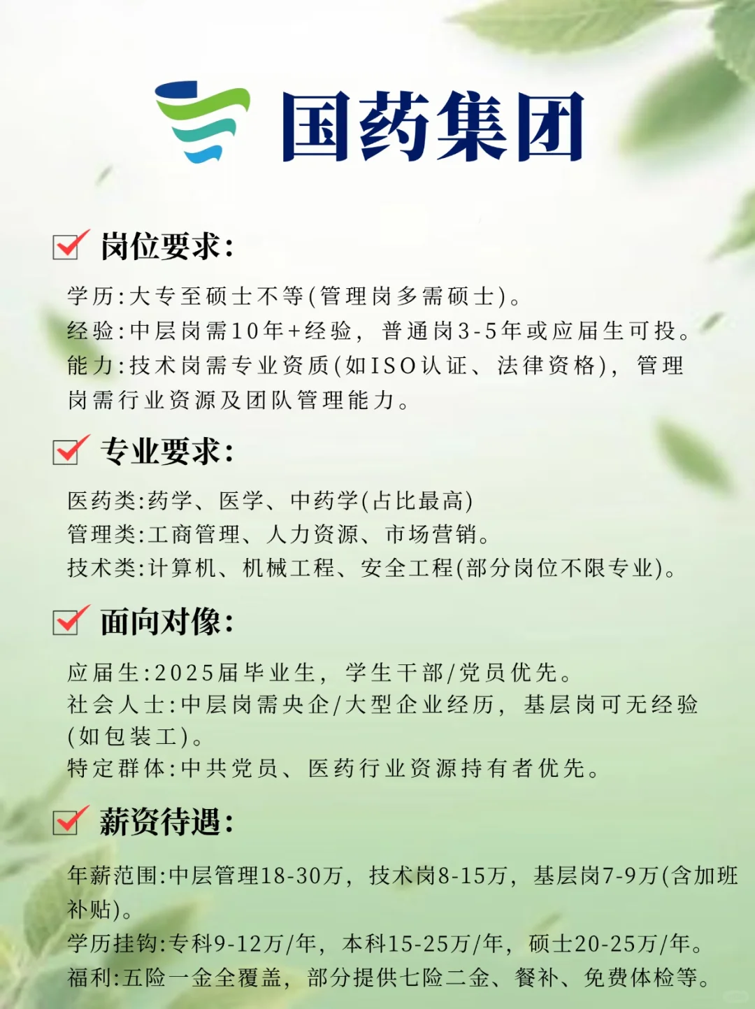 国药集团招人 ！！待遇超全！！！