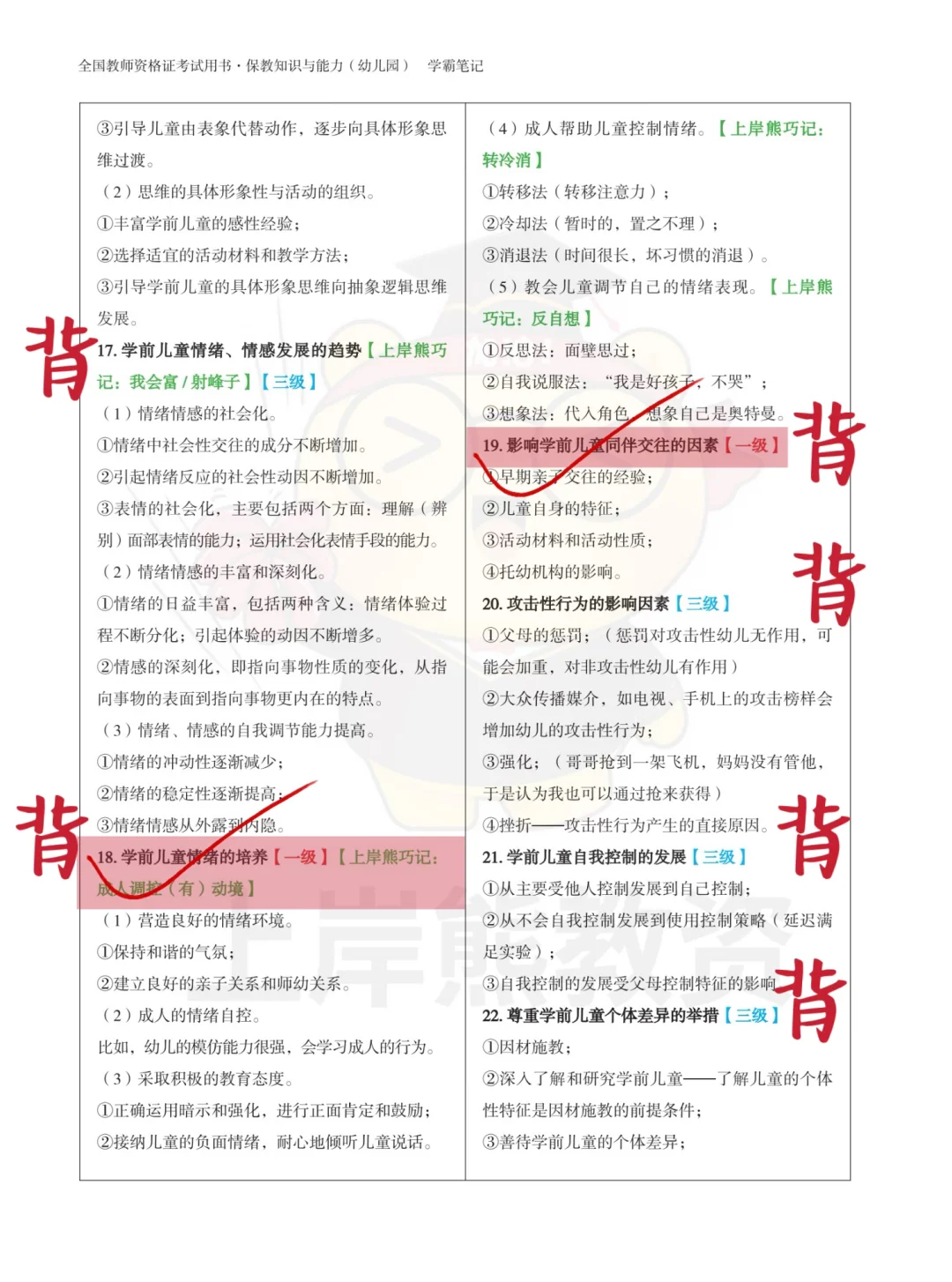 幼儿（保教）简答题背会直接开卷考?