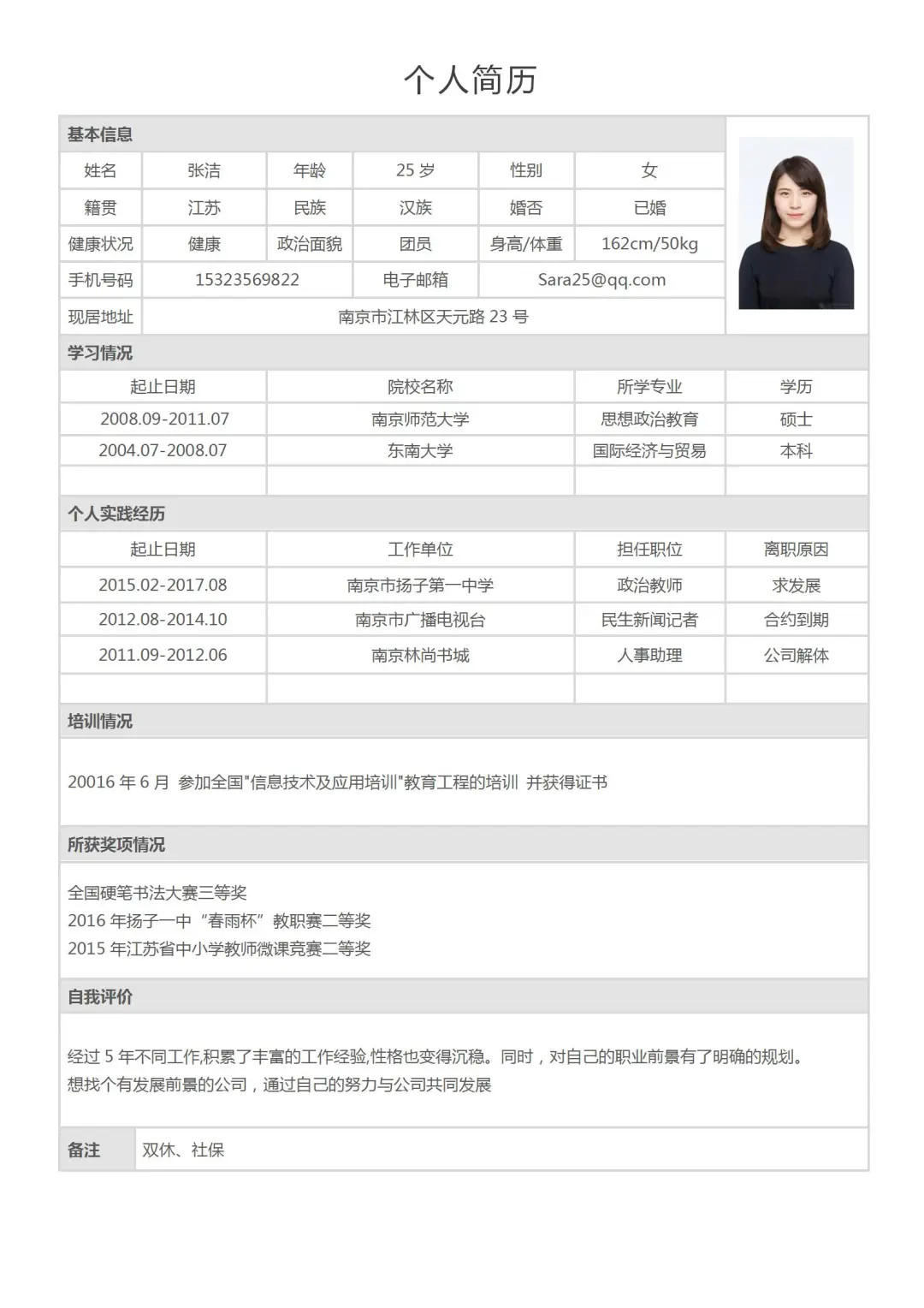 求职者简历
