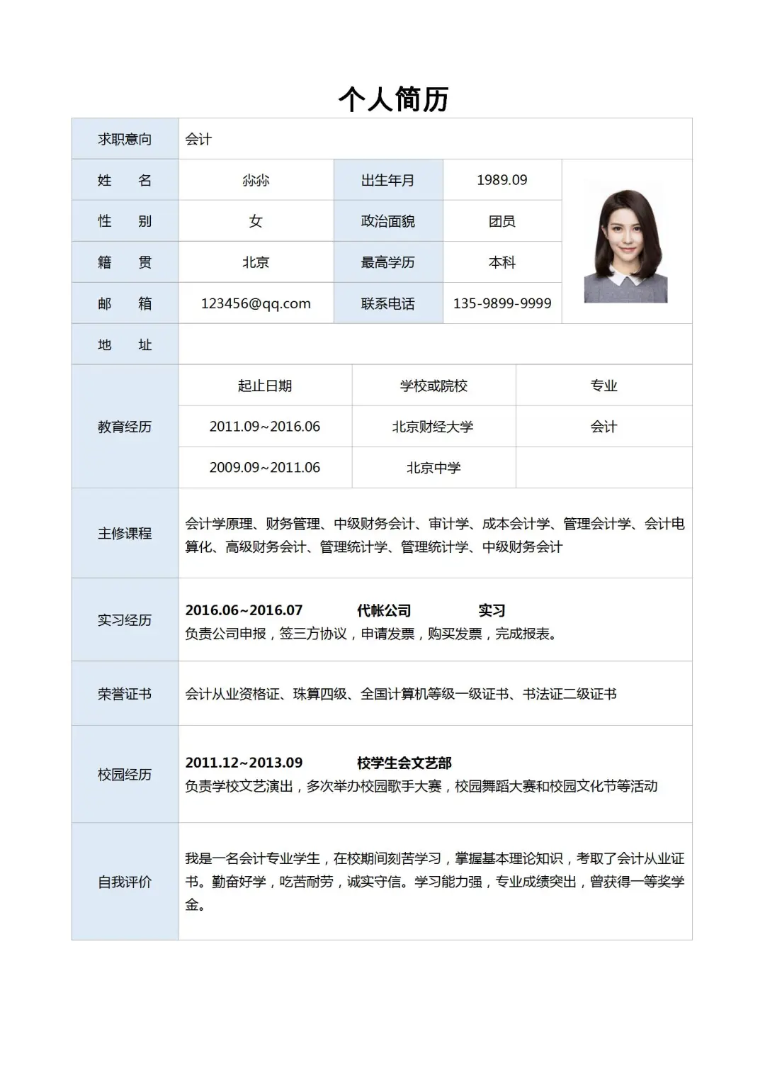 求职者简历