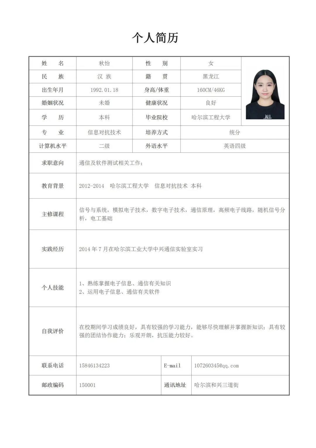 求职者简历