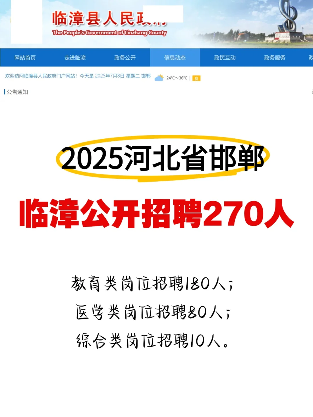 25邯郸事业编又一地区发布公告，招270人❗